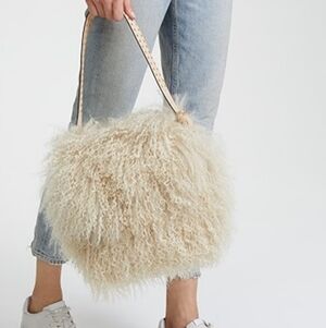 Tory Burch Cream Fluffy Shoulder Bag